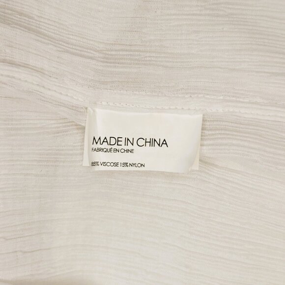 Club Monaco White Crinkle Button Down Long Sleeve‎ Collard Shirt Size M - Picture 6 of 8